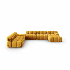Żółta aksamitna sofa 379 cm Bellis – Micadoni Home obraz