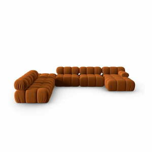 Pomarańczowa aksamitna sofa 379 cm Bellis – Micadoni Home obraz