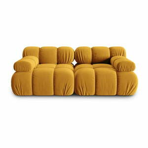 Żółta aksamitna sofa 188 cm Bellis – Micadoni Home obraz