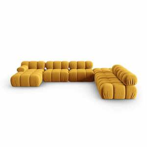 Żółta aksamitna sofa 379 cm Bellis – Micadoni Home obraz