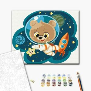 Malowanie po numerach dla dzieci miś w kosmosie obraz