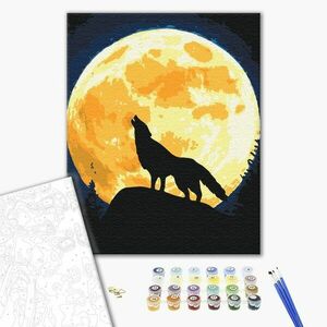 Malowanie po numerach wilk w pełni księżyca obraz