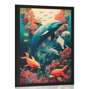 Surrealistyczny plakat z delfinami obraz