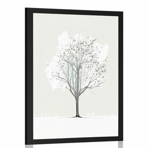 Plakat minimalistyczne drzewo zimą obraz