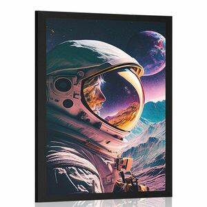 Plakat tajemniczy profil kosmonauty obraz