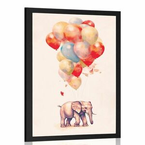 Plakat marzycielski słoń z balonami obraz