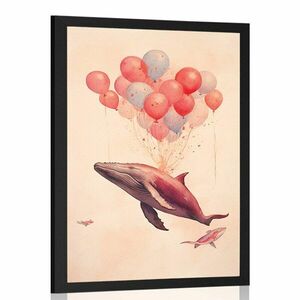 Plakat marzycielski wieloryb z balonami obraz
