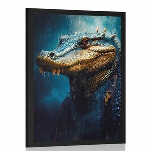 Plakat niebiesko-złoty krokodyl obraz