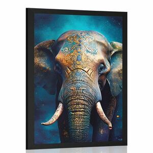 Plakat niebiesko-złoty słoń obraz