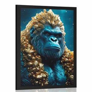 Plakat niebiesko-złota gorila obraz