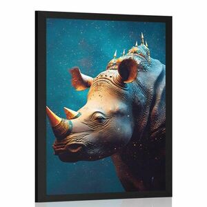Plakat niebiesko-złoty nosorożec obraz