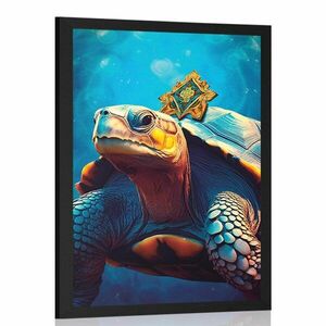 Plakat niebiesko-złoty żółw obraz
