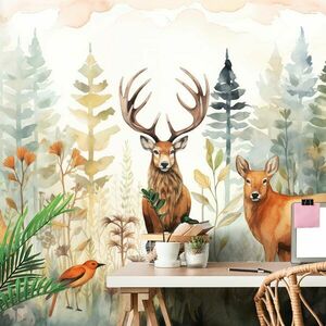 Samoprzylepna tapeta z jeleń w bajkowym lesie obraz