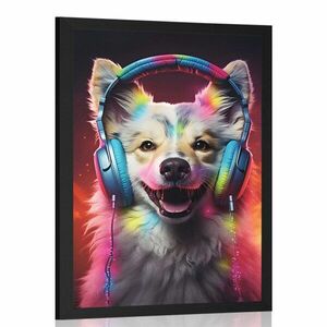 Plakat pies ze słuchawkami obraz