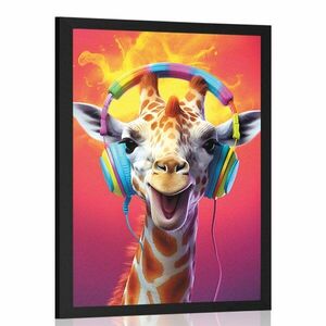 Plakat żyrafa ze słuchawkami obraz