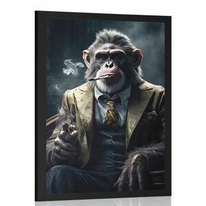 Plakat z szympansem-gangsterem zwierzęcym obraz