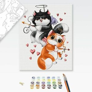 Malowanie po numerach dla dzieci zakochane koty obraz