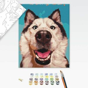 Malowanie po numerach selfie z psem obraz