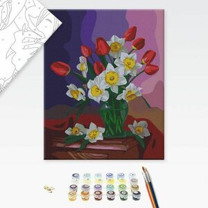 Malowanie po numerach kwiaty tulipanów i żonkili obraz