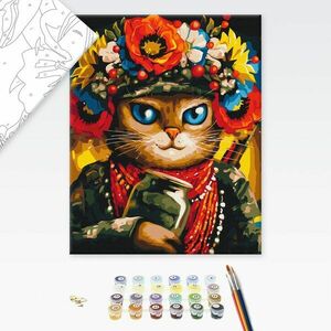 Malowanie po numerach oważny kot z wieńcem obraz