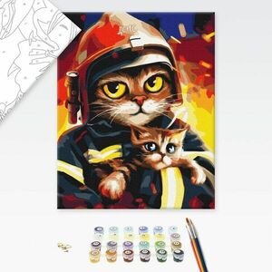 Malowanie po numerach bohaterskiego kot z kociątkiem obraz