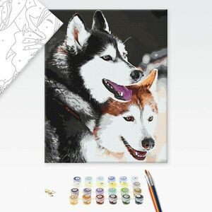 Malowanie po numerach psy husky obraz