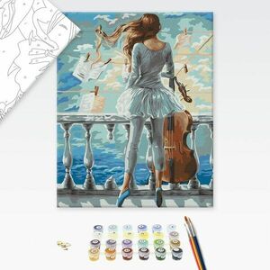 Malowanie po numerach kobieta z wiolonczelą obraz