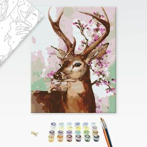 Malowanie po numerach jeleń z sakurą obraz