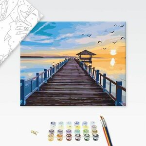 Malowanie po numerach most do zachodu słońca obraz