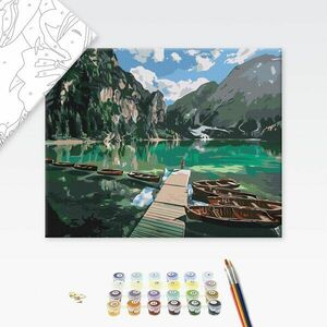 Malowanie po numerach Jezioro otoczone Dolomitami obraz