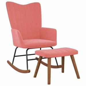 vidaXL Fotel bujany z podnóżkiem, różowy, obity aksamitem obraz