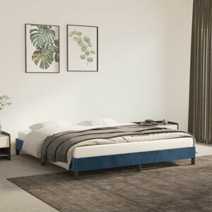 vidaXL Rama łóżka, ciemnoniebieska, 160x200 cm, tapicerowana aksamitem obraz