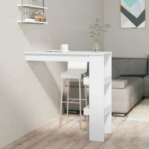vidaXL Ścienny stolik barowy, biały o wysokim połysku, 102x45x103, 5 cm obraz