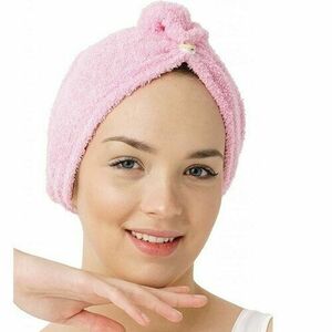 Szybkoschnący turban na włosy frotte różowy obraz