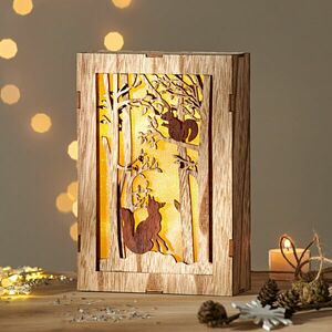 Drewniany obrazek LED "Leśna scenka" obraz