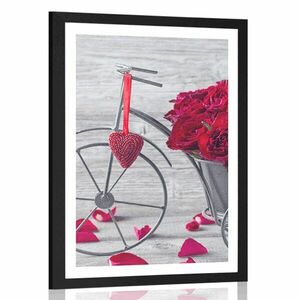 Plakat z passe-partout rower pełen róż obraz