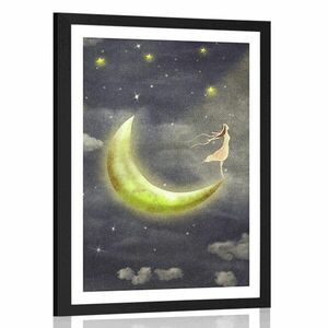Plakat z passe-partout dziewczyna na księżycu obraz