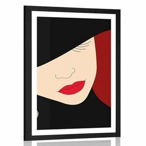 Plakat z passe-partout elegancka dama w kapeluszu obraz