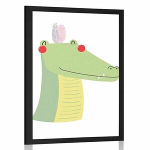 Plakat słodki krokodyl z piórami obraz