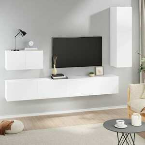 vidaXL Zestaw 4 szafek telewizyjnych, biały, materiał drewnopochodny obraz