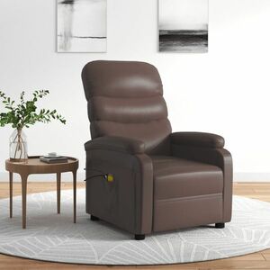 vidaXL Rozkładany fotel z podnóżkiem, brązowy, sztuczna skóra obraz