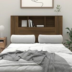 vidaXL Wezgłowie łóżka z półkami, brązowy dąb, 120x18, 5x102, 5 cm obraz