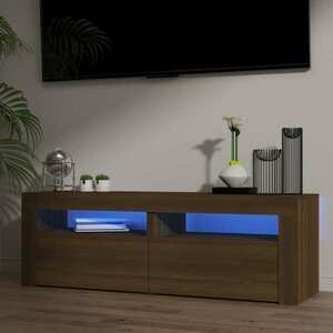 vidaXL Szafka pod TV z oświetleniem LED, brązowy dąb, 120x35x40 cm obraz