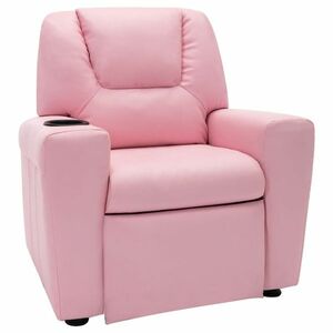 vidaXL Fotel rozkładany dla dzieci, obity sztuczną skórą, różowy obraz