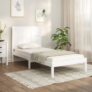 vidaXL Rama łóżka, lite drewno sosnowe, 90x200 cm, biała obraz