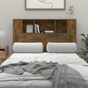 vidaXL Wezgłowie łóżka z półkami, opalany dąb, 120x18, 5x102, 5 cm obraz