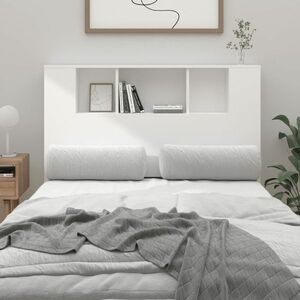 vidaXL Wezgłowie łóżka z półkami, białe, 120x18, 5x102, 5 cm obraz