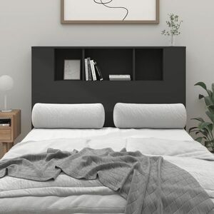 vidaXL Wezgłowie łóżka z półkami, czarne, 120x18, 5x102, 5 cm obraz