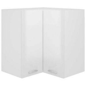 vidaXL Wisząca szafka narożna, biała, wysoki połysk, 57x57x60 cm obraz