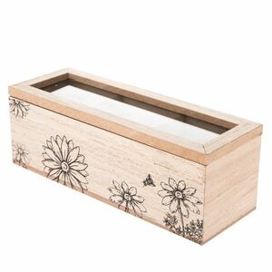 Drewniane pudełko na woreczki herbaty Meadow flowers brązowy, 23 x 8 x 8 cm obraz